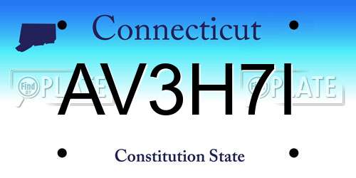 AV3H7I Connecticut License Plate