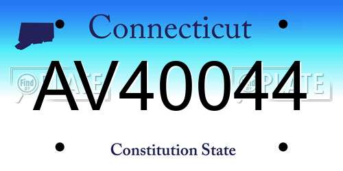 AV40044 Connecticut License Plate