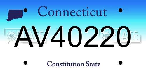AV40220 Connecticut License Plate