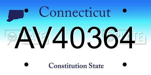 AV40364 Connecticut License Plate