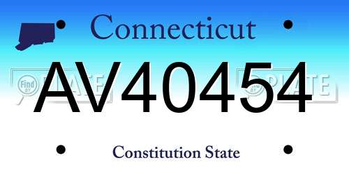 AV40454 Connecticut License Plate