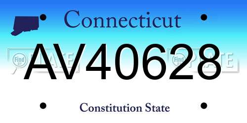 AV40628 Connecticut License Plate