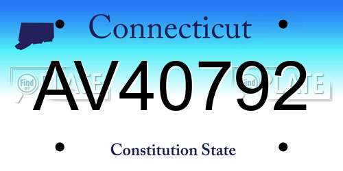 AV40792 Connecticut License Plate