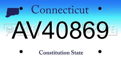 AV40869 Connecticut License Plate