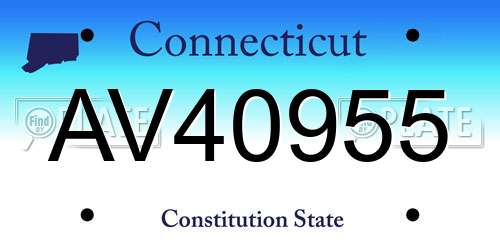 AV40955 Connecticut License Plate