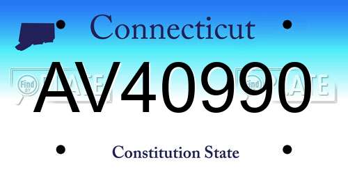 AV40990 Connecticut License Plate