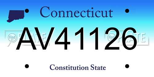 AV41126 Connecticut License Plate