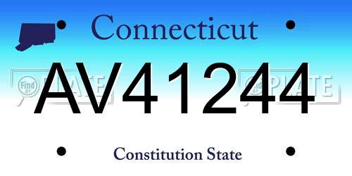 AV41244 Connecticut License Plate