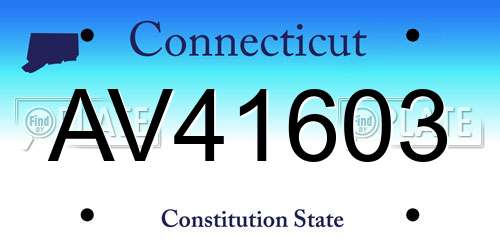 AV41603 Connecticut License Plate