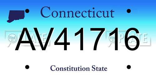 AV41716 Connecticut License Plate