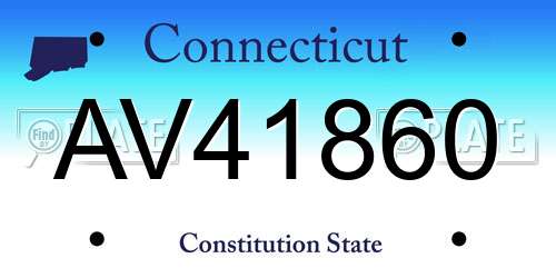AV41860 Connecticut License Plate