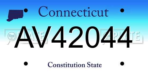 AV42044 Connecticut License Plate