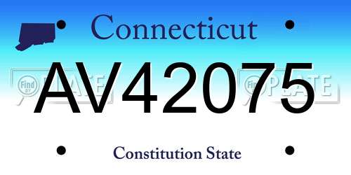AV42075 Connecticut License Plate