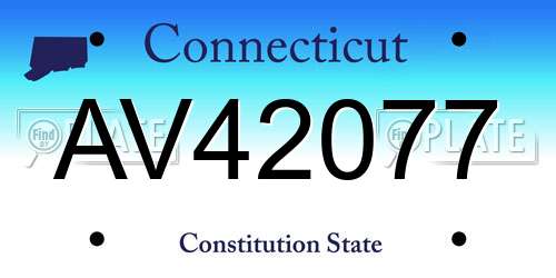 AV42077 Connecticut License Plate