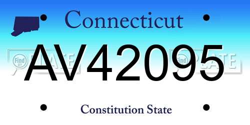 AV42095 Connecticut License Plate