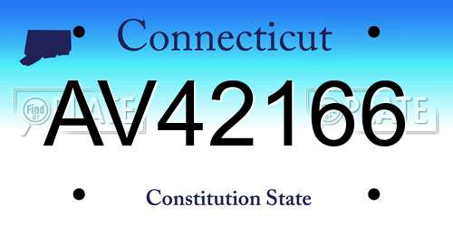 AV42166 Connecticut License Plate