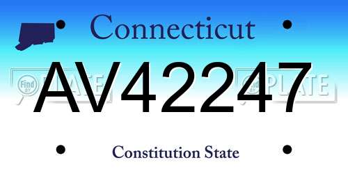 AV42247 Connecticut License Plate