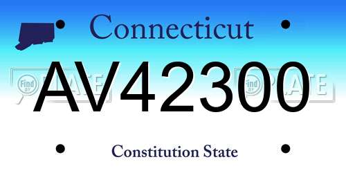 AV42300 Connecticut License Plate