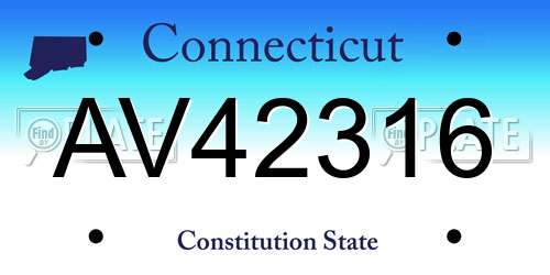 AV42316 Connecticut License Plate