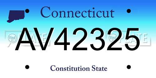 AV42325 Connecticut License Plate