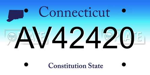 AV42420 Connecticut License Plate
