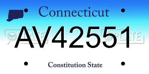 AV42551 Connecticut License Plate