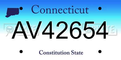 AV42654 Connecticut License Plate