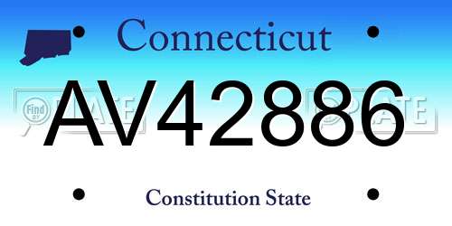 AV42886 Connecticut License Plate