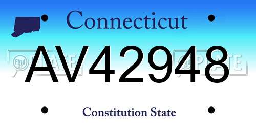 AV42948 Connecticut License Plate