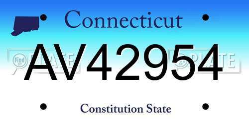 AV42954 Connecticut License Plate