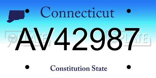 AV42987 Connecticut License Plate
