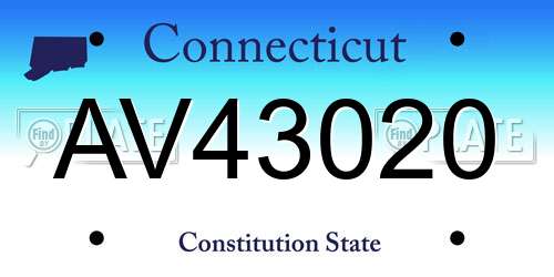 AV43020 Connecticut License Plate