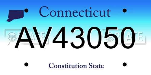 AV43050 Connecticut License Plate