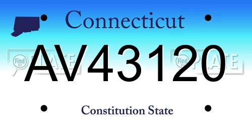 AV43120 Connecticut License Plate
