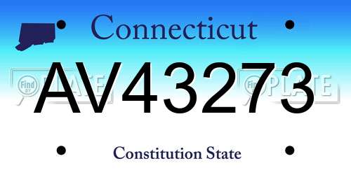 AV43273 Connecticut License Plate