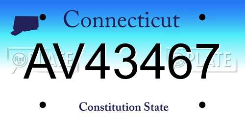 AV43467 Connecticut License Plate
