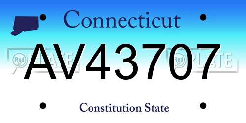 AV43707 Connecticut License Plate