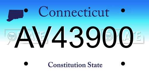 AV43900 Connecticut License Plate