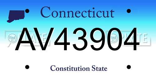AV43904 Connecticut License Plate