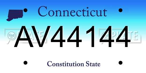 AV44144 Connecticut License Plate