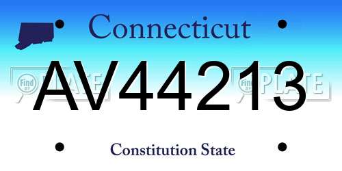 AV44213 Connecticut License Plate