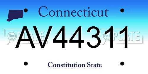 AV44311 Connecticut License Plate