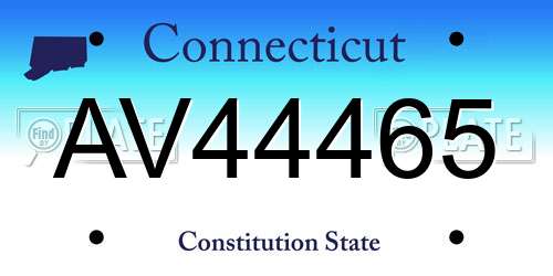 AV44465 Connecticut License Plate