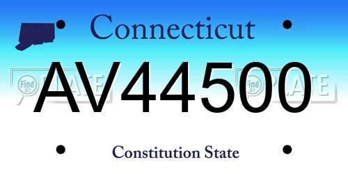AV44500 Connecticut License Plate