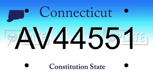 AV44551 Connecticut License Plate