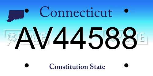 AV44588 Connecticut License Plate