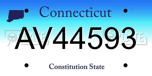 AV44593 Connecticut License Plate