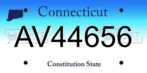 AV44656 Connecticut License Plate
