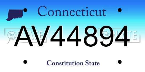AV44894 Connecticut License Plate