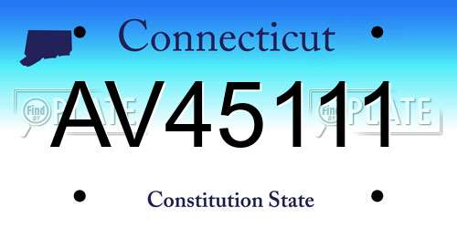 AV45111 Connecticut License Plate